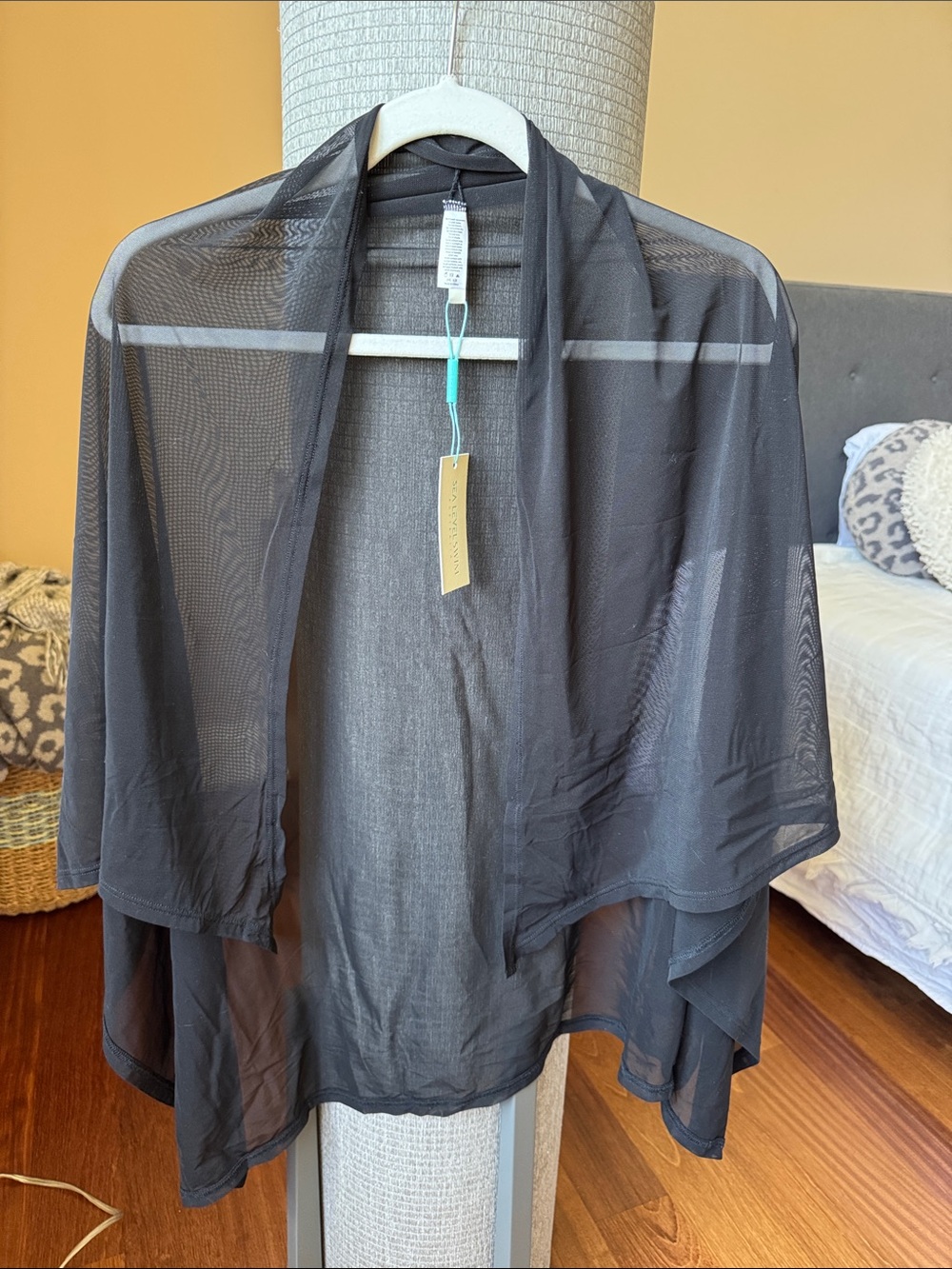 Sheer Black Open-Front swim wrap